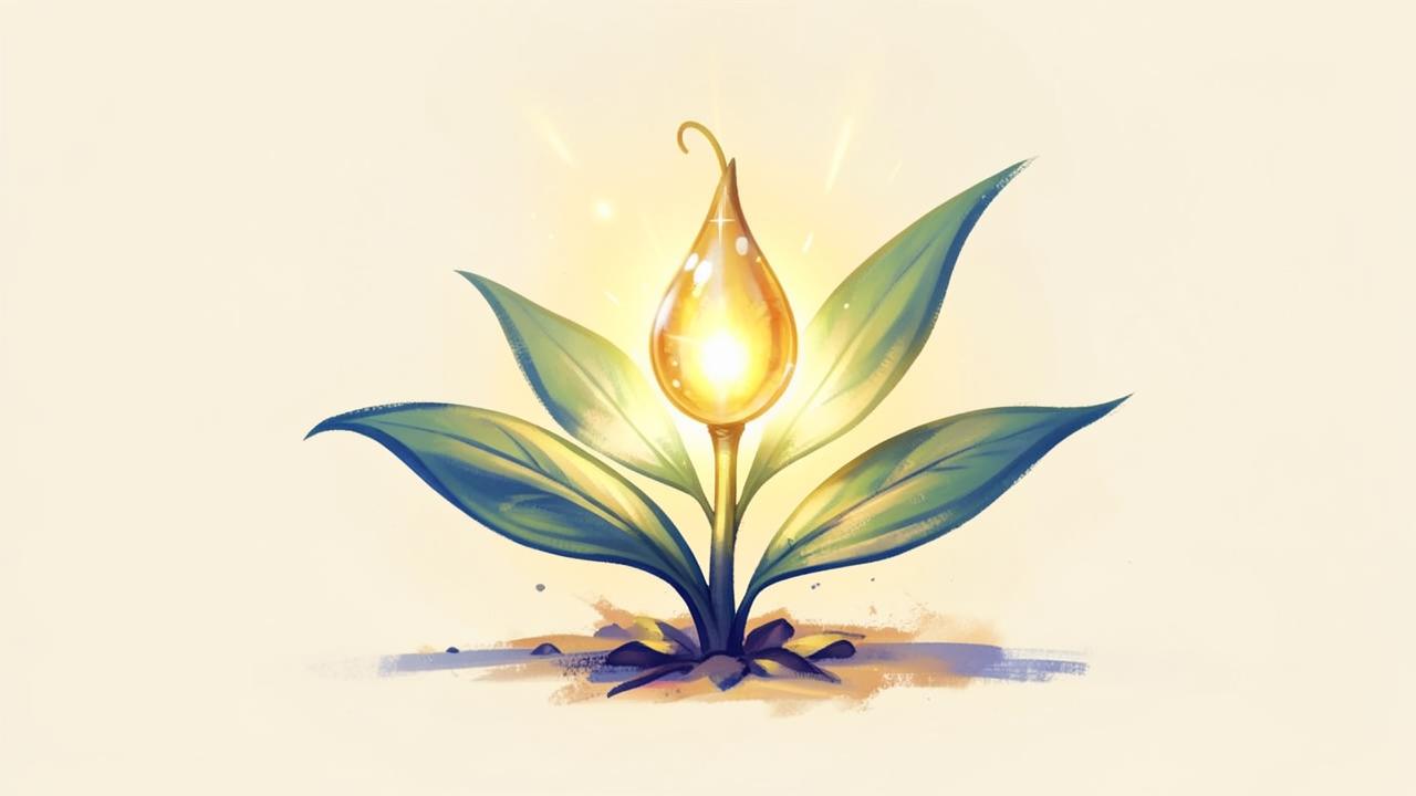 Illustration d'une graine dorée lumineuse qui germe